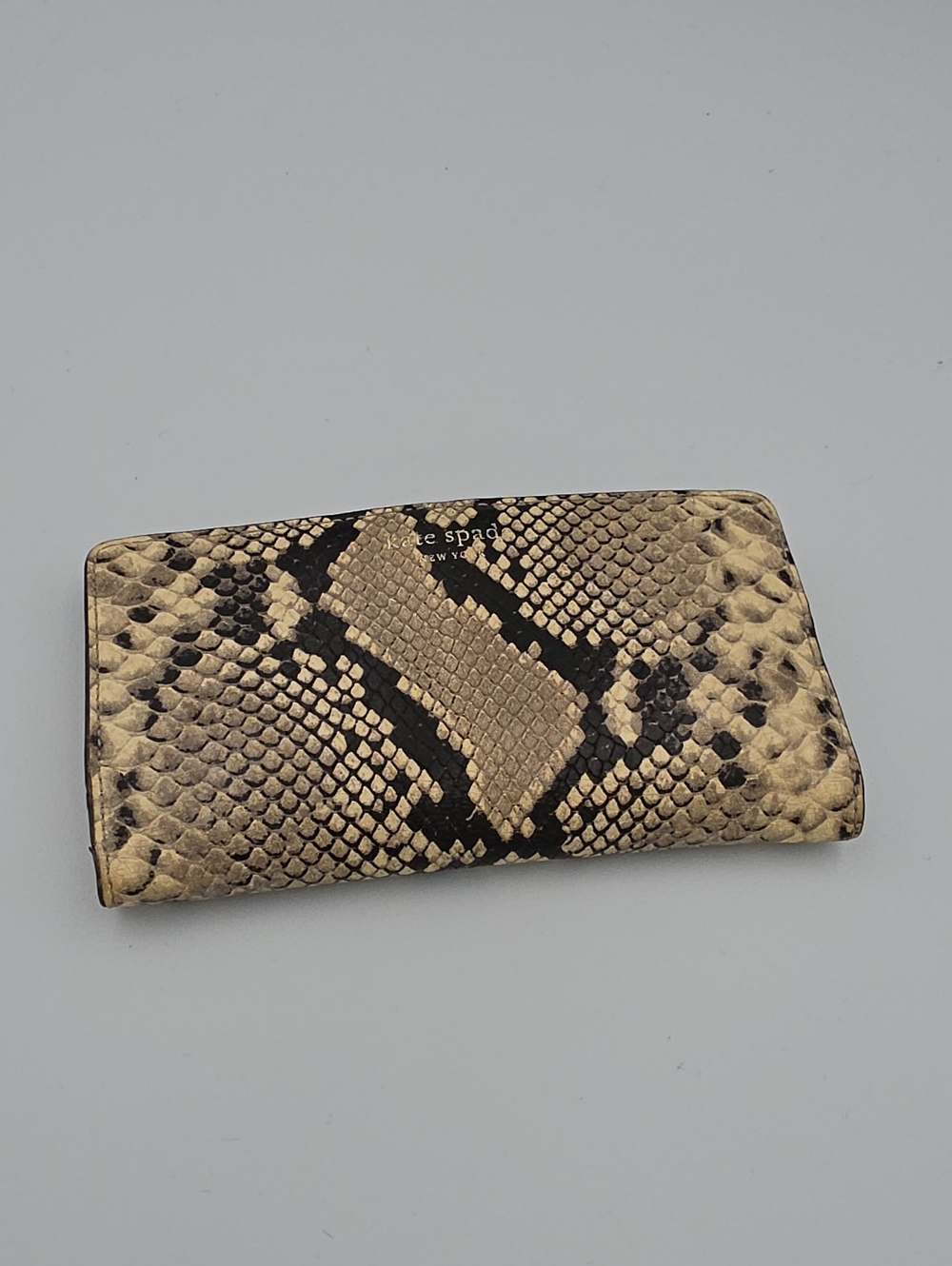 kate spade Beige and Black Snake-Print Leather Wallet